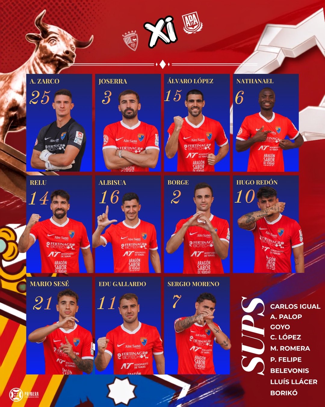 Este es el once rojillo para recibir a la AD Alcorcón en Pinilla