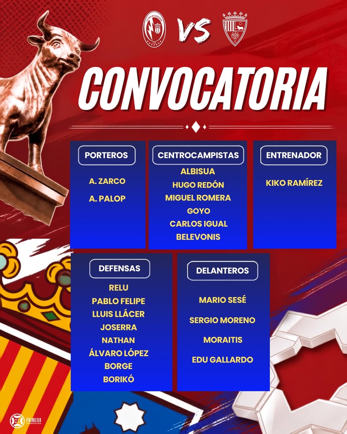 Esta es la convocatoria rojilla para visitar al Rayo Majadahonda en el Cerro del Espino