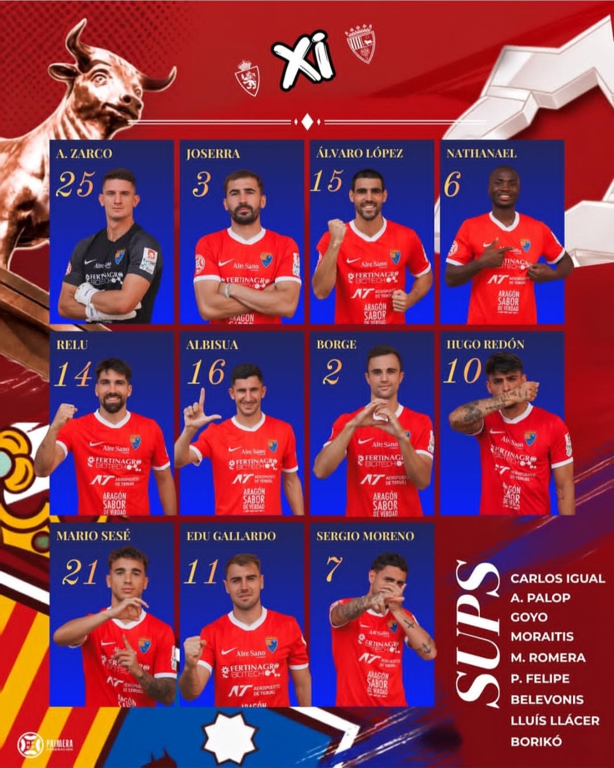 Este es el once rojillo para visitar al Real Zaragoza en el Ibercaja Estadio